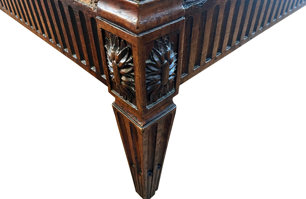 Beautiful Louis XVI French 18th century walnut scroll end meridian.