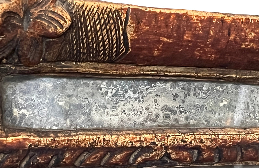 Beautiful early 18th Century French carved gilt wood cushion mirror with foxed glass