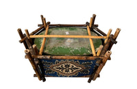 Antique Napoleon III French bamboo, tapestry and tole table jardiniere of hexagonal form - French Garden Antiques