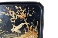 Small 19th century black papier mache Chinoiserie tray