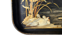 Small 19th century black papier mache Chinoiserie tray