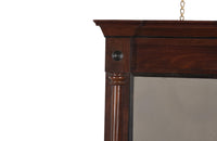 Early 19th Century French mahogany framed mirror with reeded interior band, turned side columns and roundels.