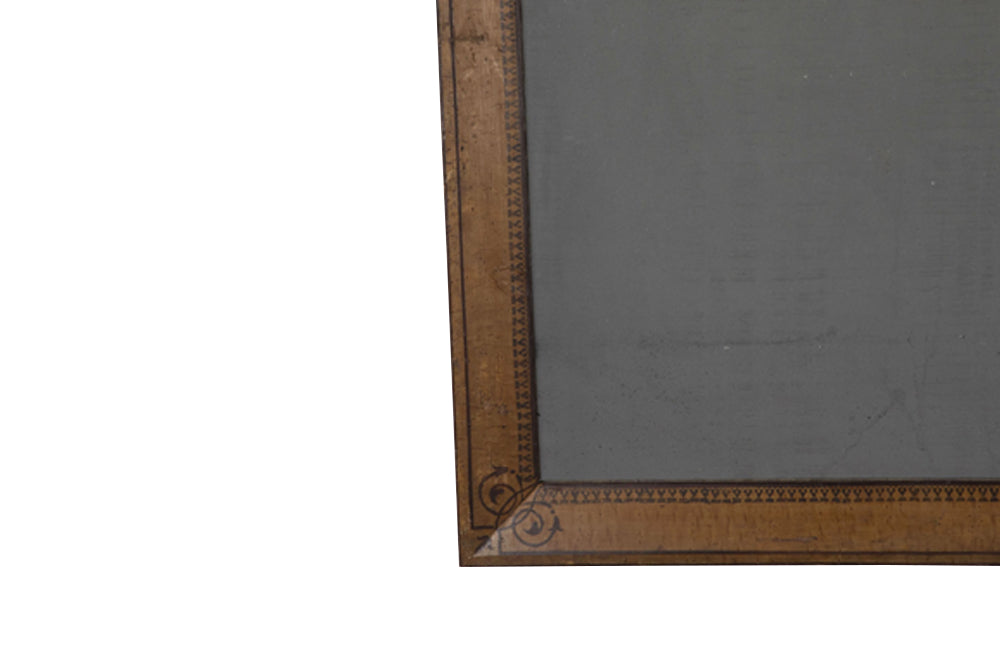 Large French decoratively painted wooden framed mirror with beautiful 19th century sparkly mercury mirror plate.