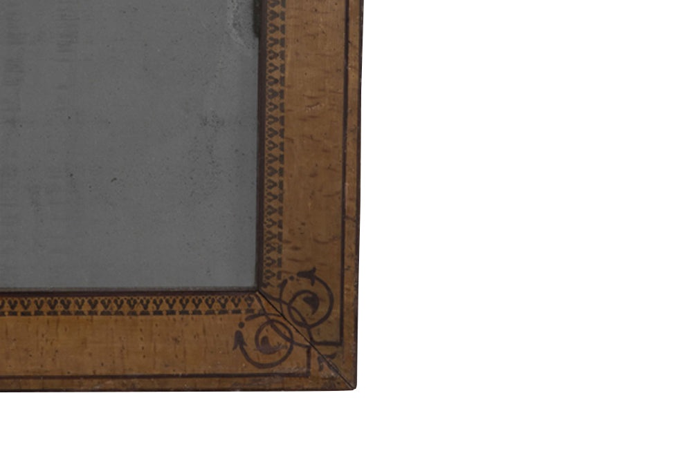 Large French decoratively painted wooden framed mirror with beautiful 19th century sparkly mercury mirror plate.