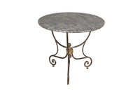 French Marble Top Round Iron Gueridon Table - French Antique Furniture - Antique Table