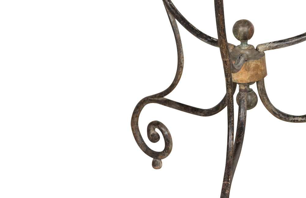 French Marble Top Round Iron Gueridon Table - French Antique Furniture - Antique Table - AD & PS Antiques