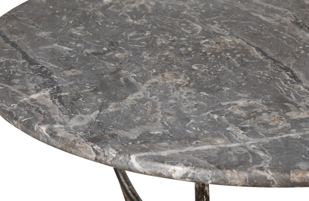 French Marble Top Round Iron Gueridon Table - French Antique Furniture - Antique Table - AD & PS Antiques