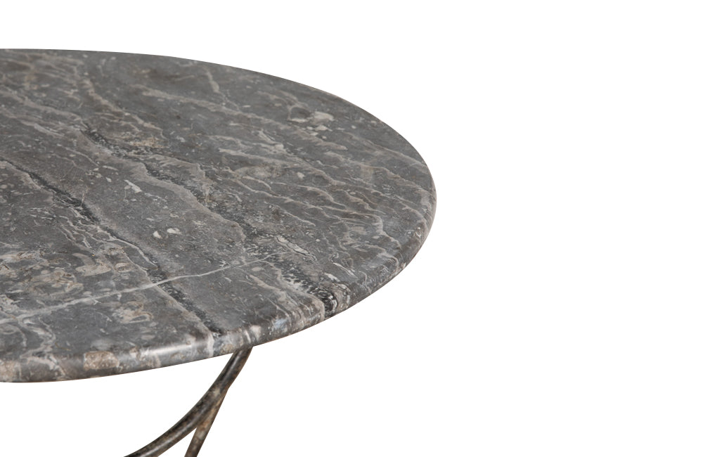 French Marble Top Round Iron Gueridon Table - French Antique Furniture - Antique Table - AD & PS Antiques