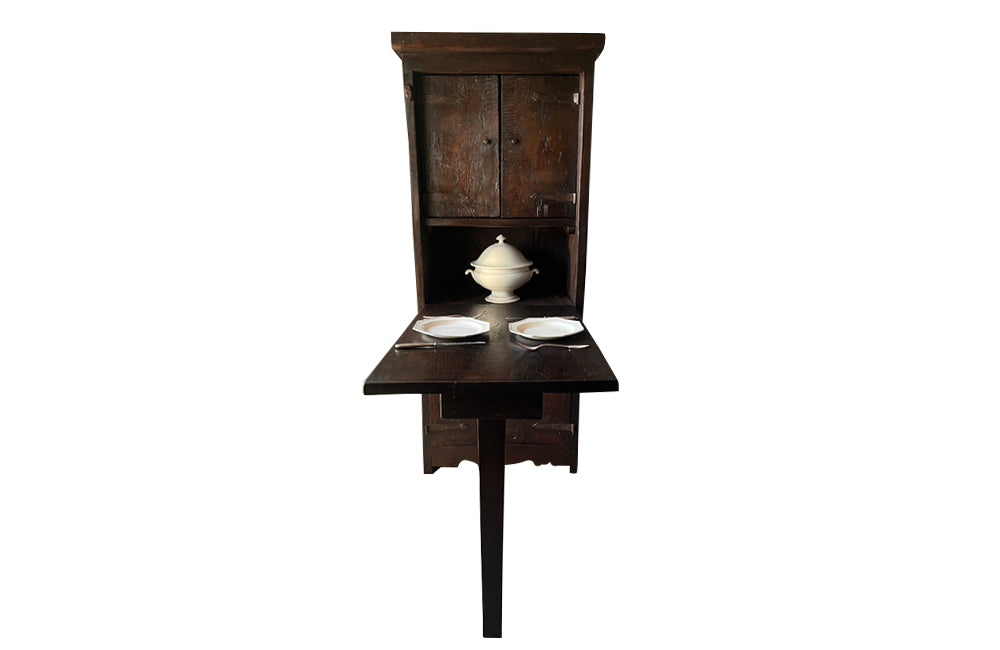 Antique french rustic farmhouse pak metamorphic cupboard with drop down table - French antique furniture