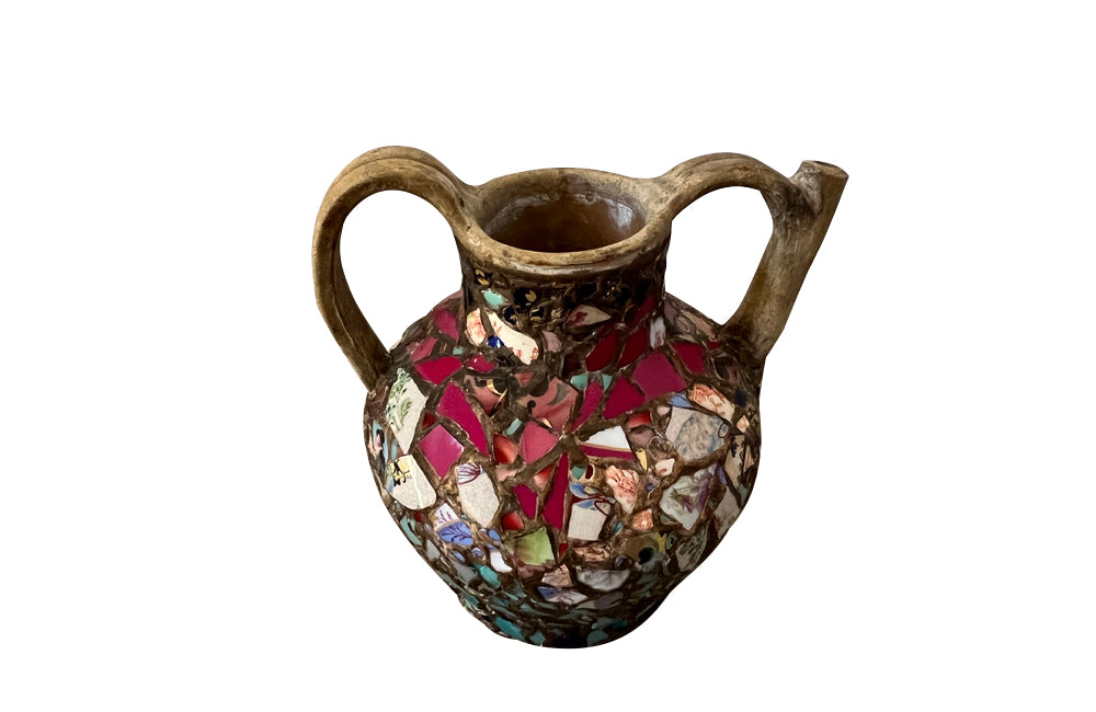 19th Century French picassiette pottery water jug - French Antiques - AD & PS Antiques