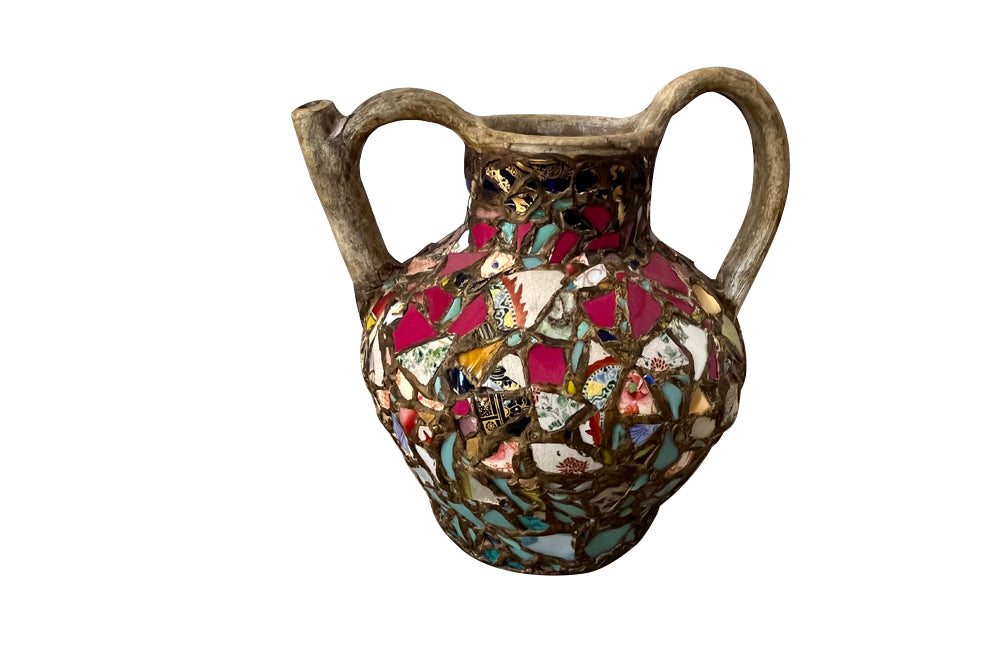 19th Century French picassiette pottery water jug - French Antiques - AD & PS Antiques