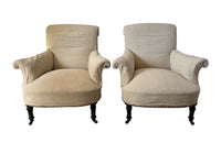 Pair of 19th Century Scroll Back Armchairs - French Antique Furniture - Antique chairs - AD & PS Antiques