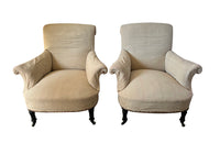 Pair of 19th Century Scroll Back Armchairs - French Antique Furniture - Antique chairs - AD & PS Antiques