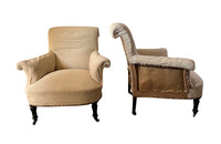 Pair of 19th Century Scroll Back Armchairs - French Antique Furniture - Antique chairs - AD & PS Antiques
