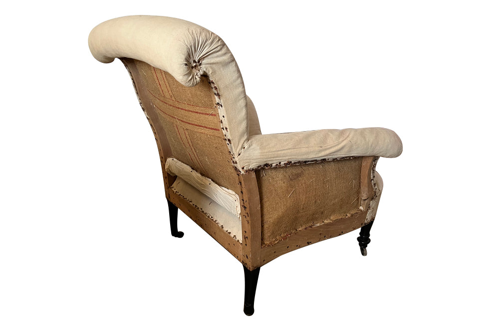 Pair of 19th Century Scroll Back Armchairs - French Antique Furniture - Antique chairs - AD & PS Antiques