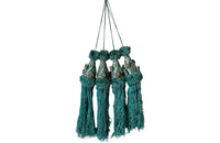 Set of four 19th Century French blue silk passementerie decorated with rosettes.