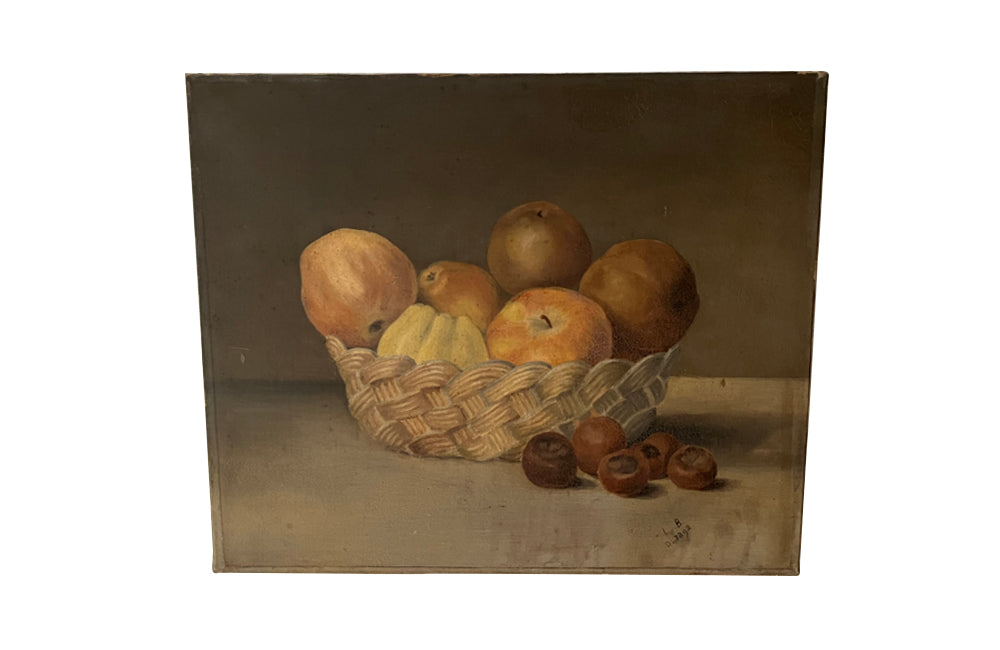 Charming, unframed, 19th Century signed still life painting