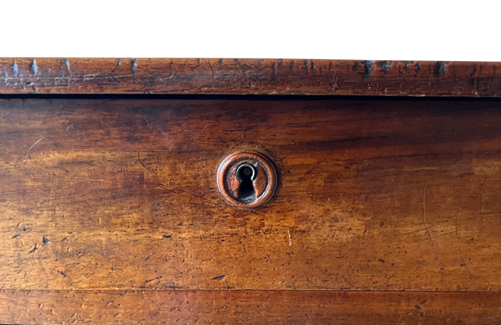 Antique French walnut side table with two drawers and lower shaped shelf - Antique Side Table