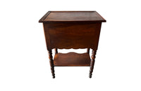 Antique French walnut side table with two drawers and lower shaped shelf - Antique Side Table