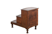 19th century English mahogany and leather library  coffer steps.