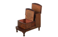 19th century English mahogany and leather library  coffer steps.