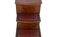 19th century English mahogany and leather library  coffer steps.