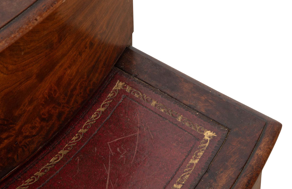 19th century English mahogany and leather library  coffer steps.