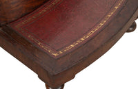 19th century English mahogany and leather library  coffer steps.