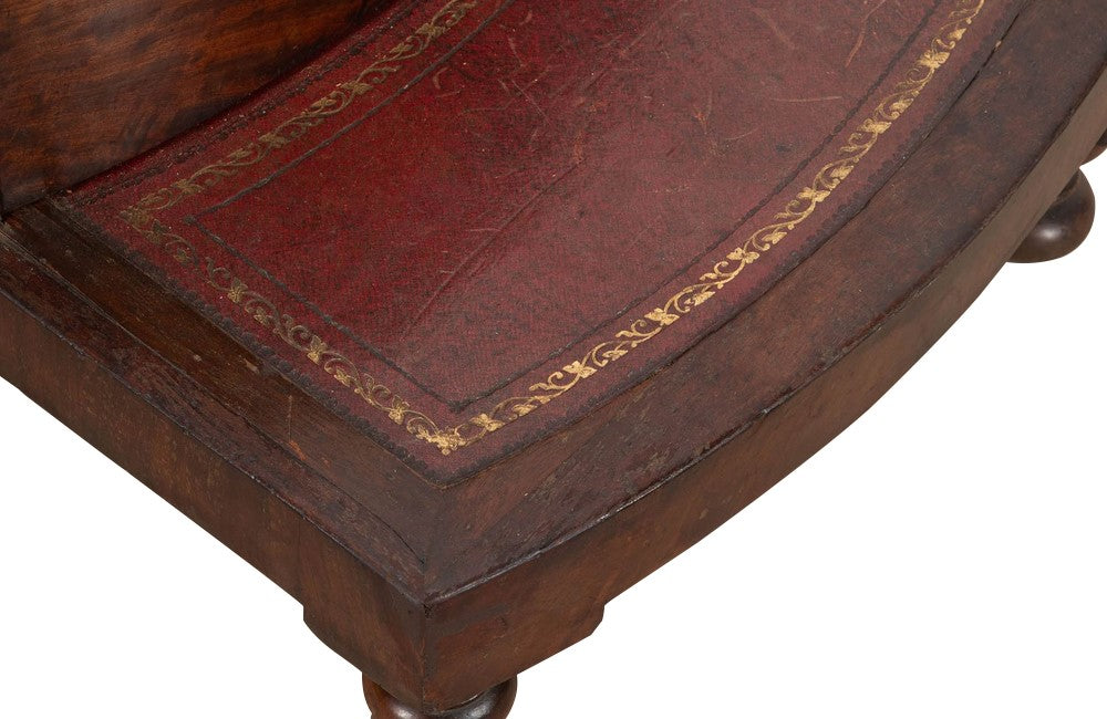 19th century English mahogany and leather library  coffer steps.