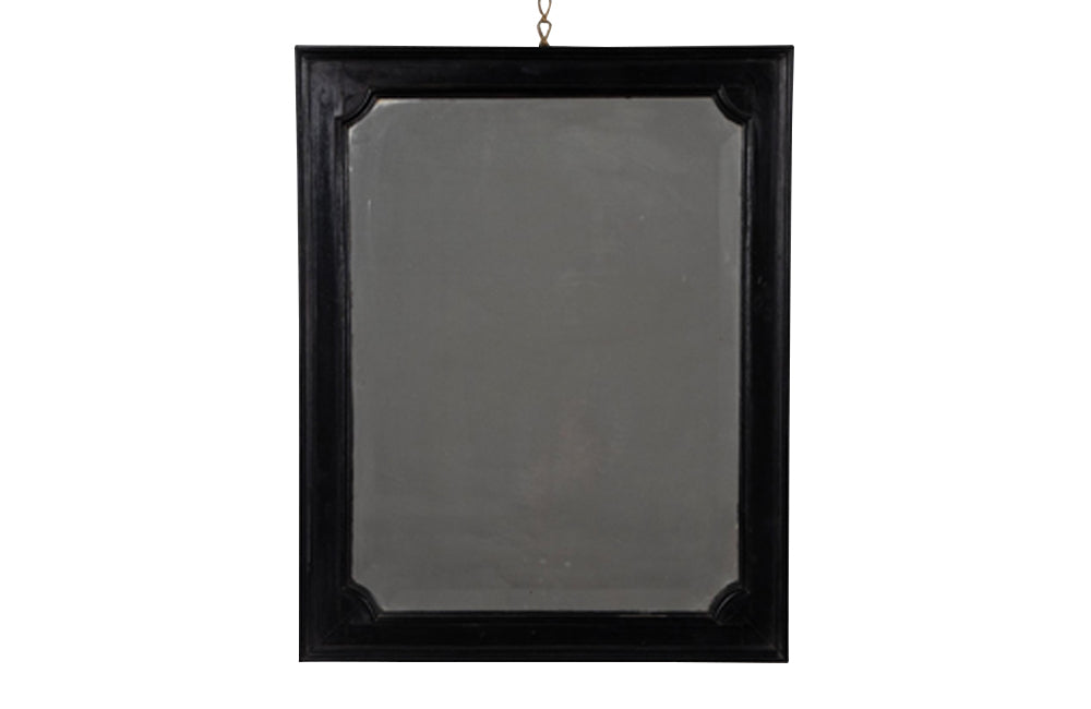 French 19th century ebonised framed Napoleon III bevelled mirror