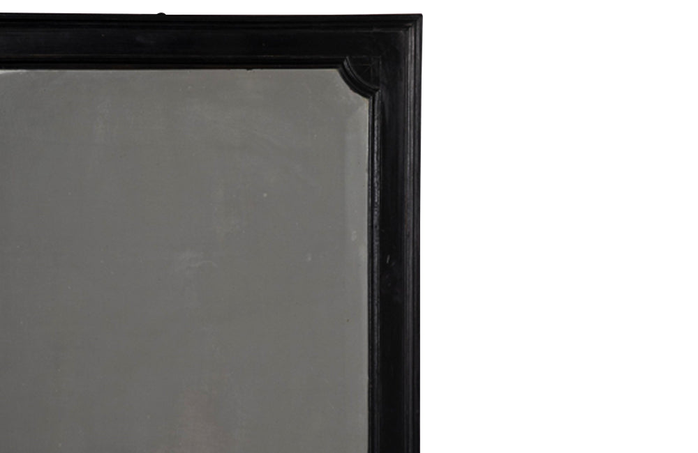 French 19th century ebonised framed Napoleon III bevelled mirror