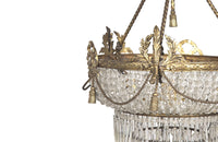 19th century beautiful, large, round, bronze, crystal and glass chandelier in the Neo-Classical style.