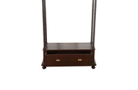 Antique oak hallstand with hanging rail, lower shelf and drawer with two handles - French antiques