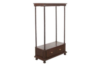 Antique oak hallstand with hanging rail, lower shelf and drawer with two handles - French antiques