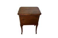 Antique French walnut side table with three drawers and pull out slides to each side - Antique Side Table