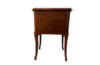 Antique French walnut side table with three drawers and pull out slides to each side - Antique Side Table