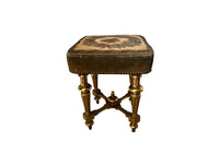 Antique stool Louis XVI revival giltwood with pretty needlework seat French - Antique French Furniture