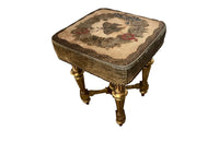 Antique stool Louis XVI revival giltwood with pretty needlework seat French - Antique French Furniture