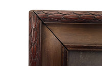 Antique oil painting 19th Century French of wine, a pottery jug a pipe tobacco garlic, radishes, bread and a sausage unwrapped in its paper.