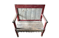 Antique painted bench French 19th Century banquette de cantou de cheminée or fireplace bench - Antique French Furniture