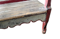 Antique painted bench French 19th Century banquette de cantou de cheminée or fireplace bench - Antique French Furniture
