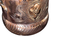 Large 19th Century French two handled copper vasque featuring a pretty fluted rim