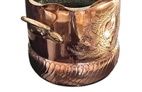 Large 19th Century French two handled copper vasque featuring a pretty fluted rim