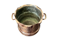 Large 19th Century French two handled copper vasque featuring a pretty fluted rim