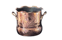 Large 19th Century French two handled copper vasque featuring a pretty fluted rim