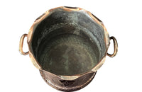 Large 19th Century French two handled copper vasque featuring a pretty fluted rim