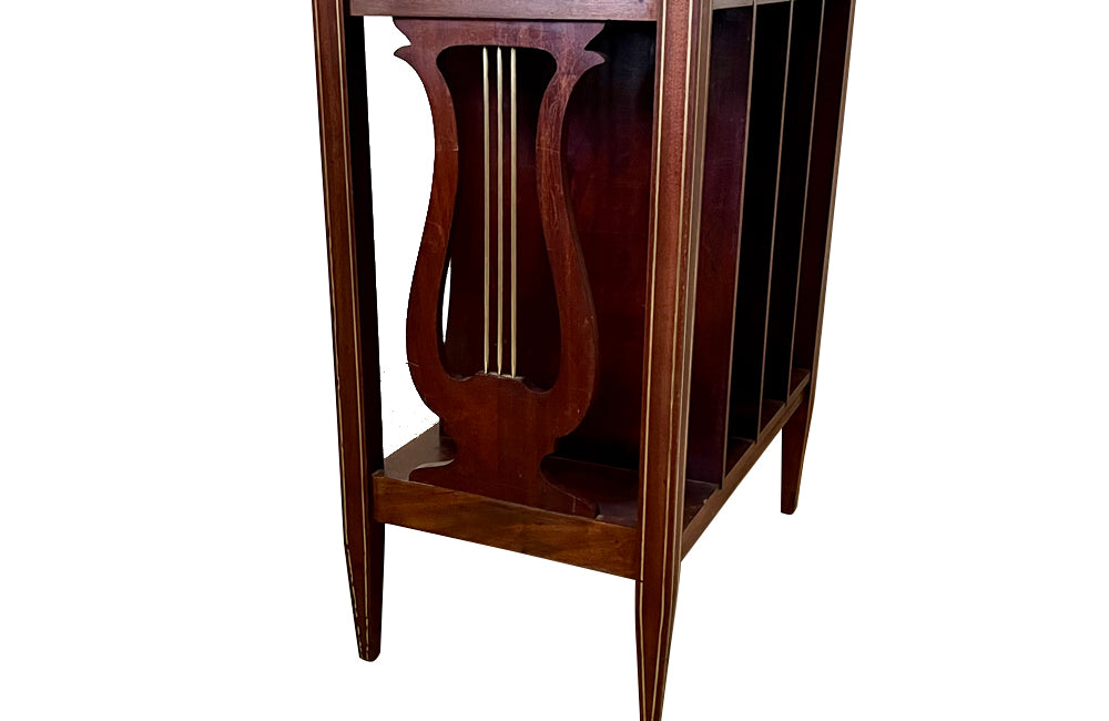 Antique mahogany table music table with shelves. Late 19th Century French. French antique furniture