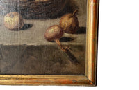 Charming late 19th Century French still life oil on wood painting in a gilt wooden frame.
