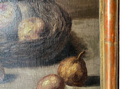 Charming late 19th Century French still life oil on wood painting in a gilt wooden frame.
