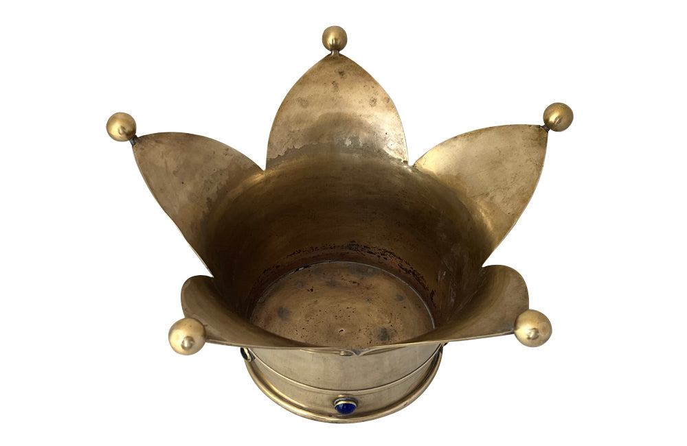 20th Century decorative brass ice bucket, or cache pot, in the form of a crown.